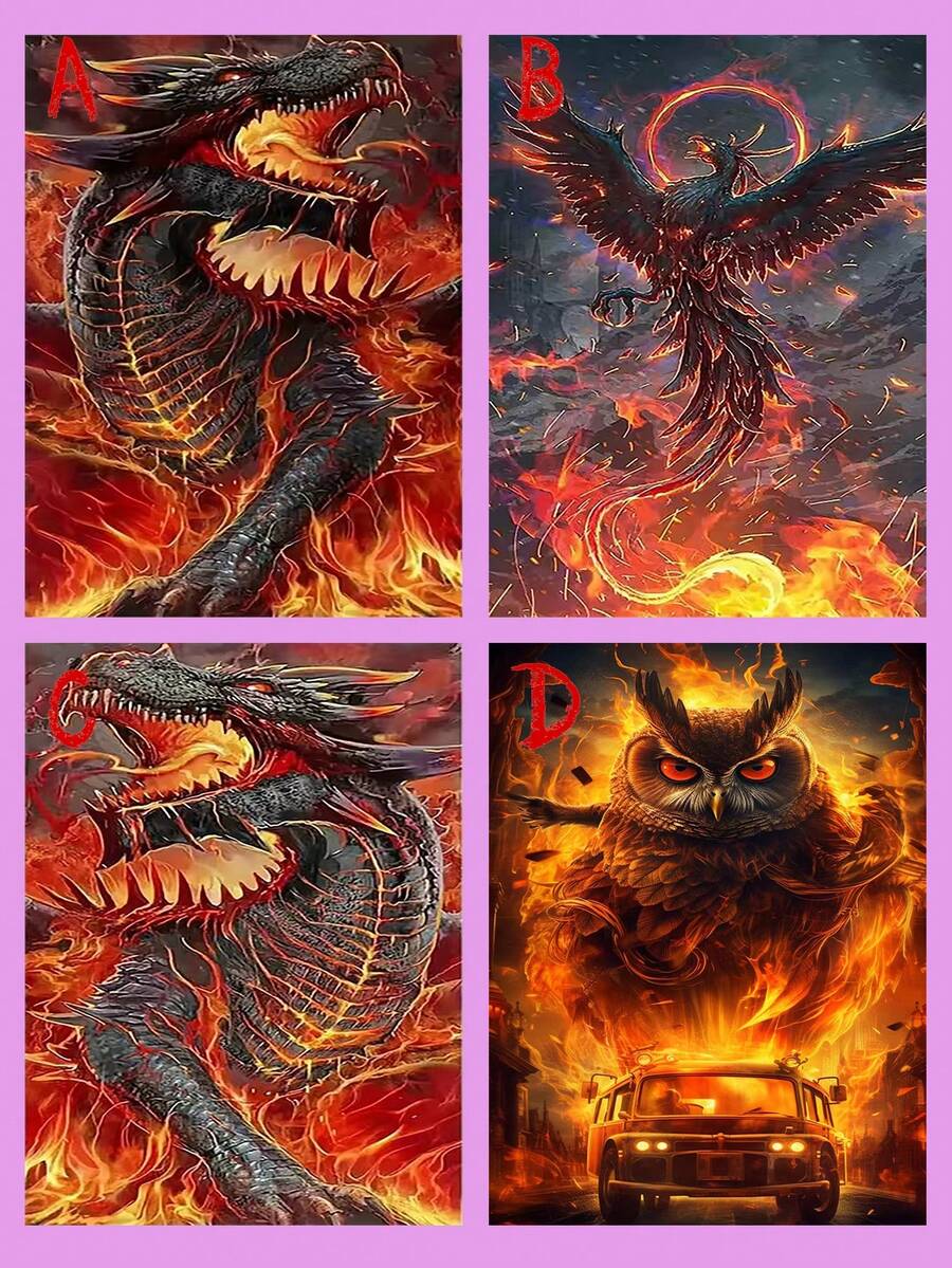 Peinture de diamant renaissance du dragon flamboyant et du phénix, nouvelle mosaïque de diamants ronds pleine, décoration murale DIY pour la maison, décoration de salon, œuvre d'art de broderie créative