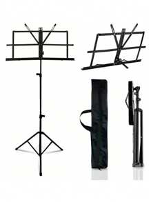 Atril Ajustable Plegable Portátil Para Partituras De Música - Negro - Ver 2