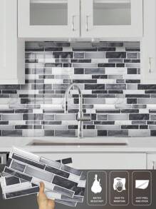 12 miếng dán tường 3D họa tiết đá cẩm thạch cho nhà bếp, gạch ốp tường vinyl dễ lắp đặt, miếng dán tường nhà bếp và phòng tắm chống dầu và chịu nhiệt, miếng dán tự dính dày cho bảng hậu trường nhà bếp phòng tắm, trang trí nhà cửa 11,7 * 30,5cm / 4,61 * 12 inch, nhãn dán, decal dán tường, decal vinyl trang trí nhà cửa, vật dụng trang trí mùa xuân làm mới ngôi nhà của bạn, nhãn dán trang trí Rama - Nhiều màu - Xem 2