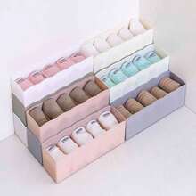 1pc Stackable Compartment Sock Organizer Box, Plastic Drawer Divider For Underwear, Desk Organizer For Socks - Multicolor - View 10