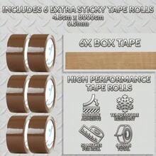 Deco Express Packaging Tape Dispenser With 6 Rolls Strong Brown Fragile Clear Heavy Duty Packing Boxes Moving House Essentials - Marrón - Ver 3