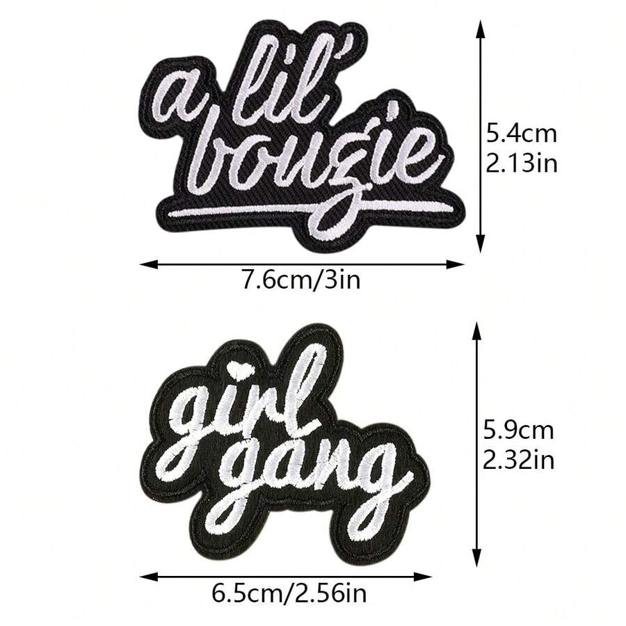 2/4/6/12 Pcs 'A Lil'Bougie' And 'Girl Gang' Embroidered Patches Iron