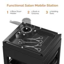 Salon Cart For Hair Stylist Black With 5 Drawers & Hair Dryer Holder, Hair Cart Organizer Storage Cabinet For Hairdressing Beauty Spa Tools, Rolling Barber Cart Outdoor Decor