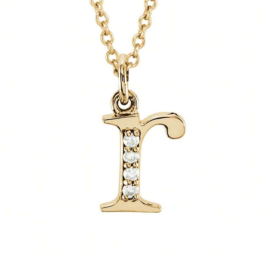 The Black Bow The Abbey 14k Yellow Diamond Lower Case Initial 'r