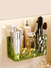 Diamond-Patterned Mirror Cabinet Wall-Mounted Storage Box Without Drilling, White