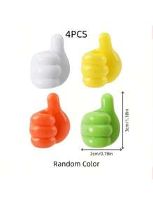 SHOULI 4 件创意拇指挂钩。多用途线夹。粘性强的墙钩。无需钻孔。用于悬挂毛巾、钥匙、刷子、铅笔等。 - 隨機顏色 - 查看 7