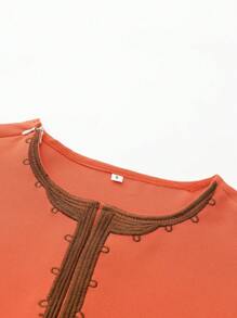 Novo Terno de Casamento Masculino 2 Peças, Calça, Camiseta, Terno Elegante, Cor Sólida, Bordado, Terno Social Clássico Masculino - Laranja - Visão 6