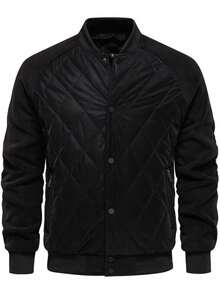Latest Fashion Hot Men's Quilted Jacket Long Sleeved Soft And Warm Outdoor Button Front Jacket Jacket With Zipper Pocket - màu đen - Xem 1