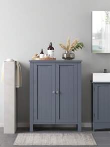 VASAGLE 浴室落地储物柜，带双门可调节搁板，23.6 X 11.8 X 31.5 英寸，家居浴室装饰夏季化妆品收纳盒，返校季适用 - 灰色 - 查看 1