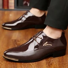 Giày Oxford da nam cỡ lớn, giày thường ngày trang trọng, mũi nhọn buộc dây phong cách Anh, thoáng khí - màu nâu - Xem 4