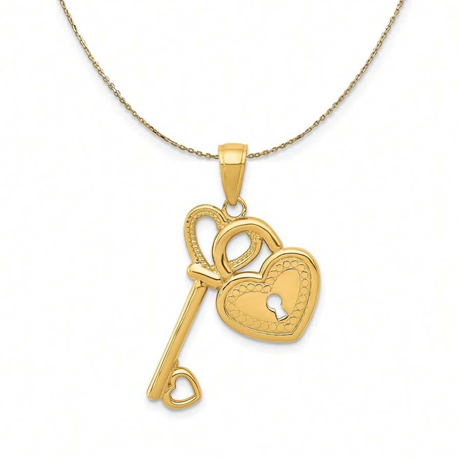 The Black Bow 14k Yellow Gold Heart Key And Lock (17mm) Necklace