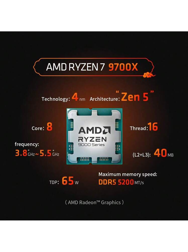 AMD Ryzen7 9700X 8 Core 16 Thread Up To 5.5 GHz 32 MB L3 Cache AM5