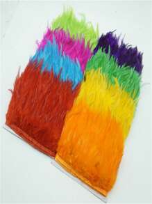 1米长野鸡羽毛带饰流苏羽毛衣服白色丝带流苏缝纫饰边婚礼装饰 - 彩色 - 查看 3