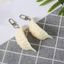 1 Móc khóa hình bánh bao sáng tạo và thời trang, móc khóa bánh bao 3D bằng hợp kim kẽm chân thực, mặt dây chuyền chìa khóa ô tô & móc khóa túi xách, lý tưởng để làm quà tặng và sử dụng hàng ngày Phụ kiện ô tô Trường học Dễ thương Goth Y2k - trắng - Xem 1