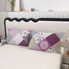 3pcs Printed Brushed Fitted Sheet Set [1pc Fitted Sheet + 2pcs Pillow Cases] Without Duvet. [Pillow Case Color Random]. No Filler. Soft & Comfortable. Suitable For Bedroom, Hotel, Dorm, School, Vacation Rental