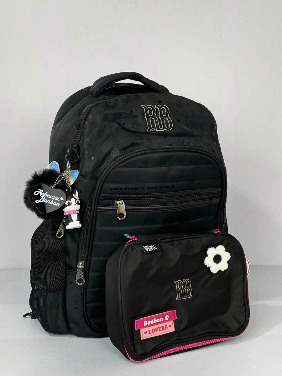 Backpack Kit + 36 Pens Pencil Case REBECCA BONBON Authentic Premium Quality ORIGINAL - Preto Premium - Xem 1