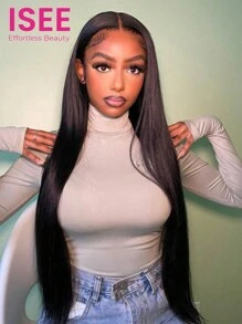 ISEE 直发 13x4 透明蕾丝前假发 天然黑色 180% 密度 18-22 英寸真人发假发 适合女性日常使用 - SNatural - 查看 1