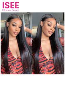 ISEE 直发 13x4 透明蕾丝前假发 天然黑色 180% 密度 18-22 英寸真人发假发 适合女性日常使用 - SNatural - 查看 2