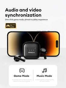 Lenovo 联想 LP23 蓝牙耳机 - 半入耳式、高保真立体声质量、灵敏麦克风、高清语音通话、智能降噪、音乐和游戏双模式切换、低延迟音频视频同步、长待机无线耳塞，适用于智能手机和电脑 - 黑色 - 查看 3