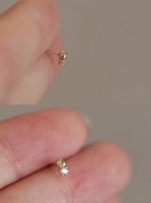 1 par de aretes con forma de pendientes de plata de ley 925 con circonita cortada de forma minimalista y precisa para mujeres, para uso diario y como regalo