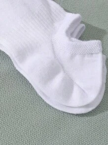 10 双女士多色船袜，夏季轻便透气短款踝袜防滑设计 - 黑與白 - 查看 2