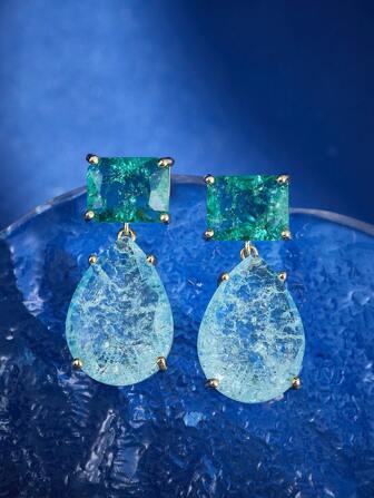 1 Paire De Boucles D'oreilles Pendantes Fantaisie Les Plus Vendues, En Zircone Cubique En Forme De Goutte D'eau, Parfaites Pour Les Vêtements Et Accessoires De Mode Pour Femmes