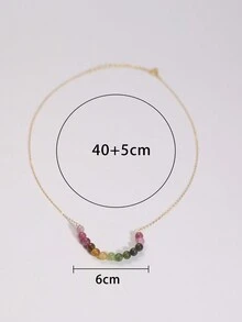 1pc Sweet Romantic 925 Sterling Silver 18K Plated Natural Beryl Beaded Necklace For Women, Wedding Anniversary Gift, Suitable For Ball And Daily Wear - Multicolor - View 7