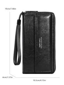 Men's Business Wallet Double Layer PU Leather Buckle Men's Bank Card Clip Zipper Wallet Wallets Wrist Wallet Essentials Items Big Wallet For Men Wallet Purse Wallet Long Wallet Wristlet Wallet - Black - View 8