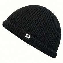 1 Pc Simple Fisherman Beanie, Solid Color Knit Hat For Unisex, Stylish Cold Protection Skull Hat, Handcuff Beanie For Men And Women