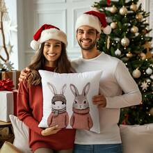 1 chiếc 17,7 * 17,7in (45 * 45cm) Vỏ gối minh họa đơn giản mùa đông Hai chú thỏ (In một mặt) Gối trang trí nhà cho đầu giường sofa Vỏ gối phòng ngủ (Không bao gồm ruột gối), Thích hợp sử dụng hàng ngày, Đồ trang trí nhà tối giản sang trọng, Ghế sofa phòng khách, Phòng ngủ, Gối ô tô nhỏ - con thỏ - Xem 10