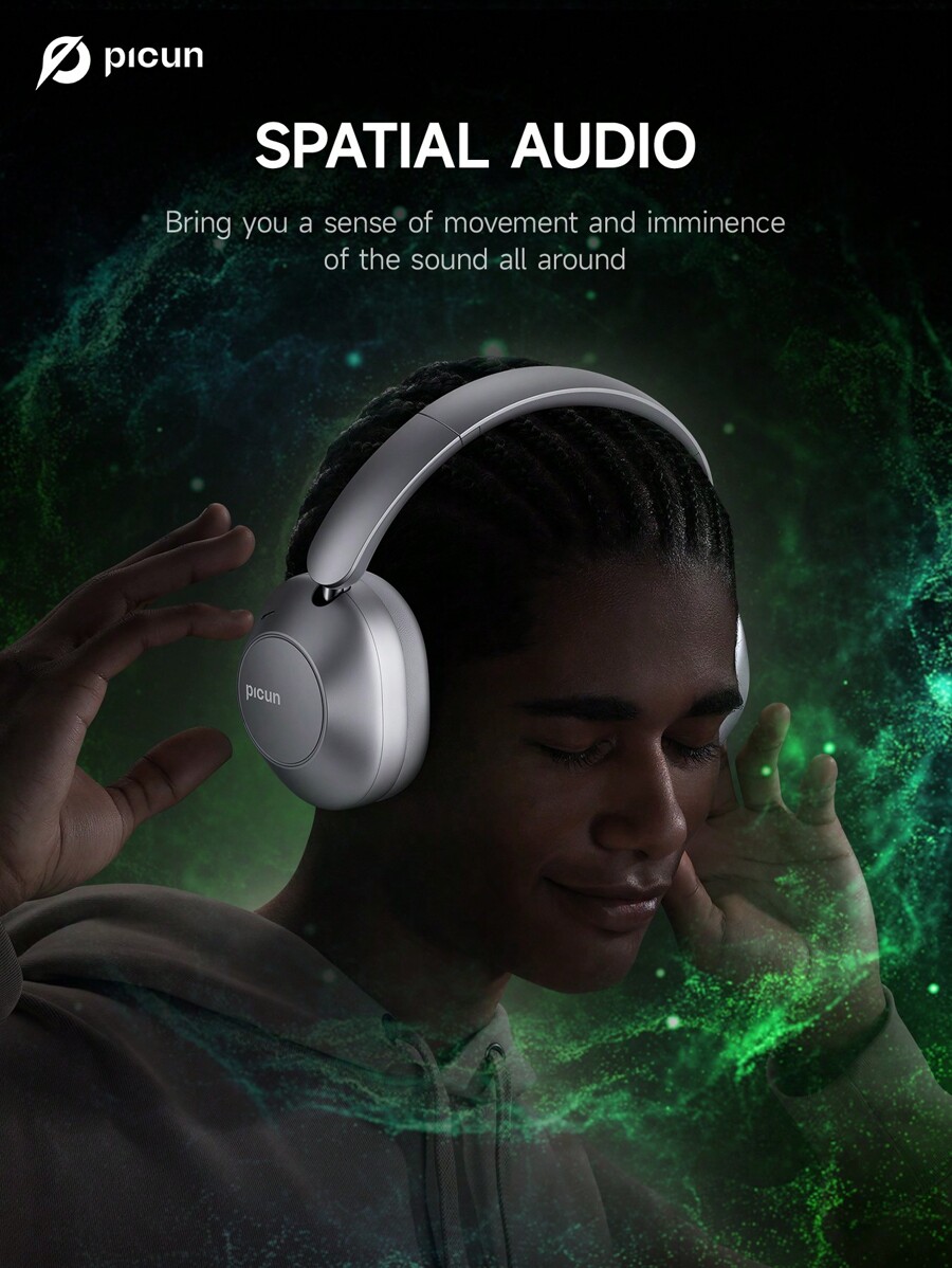 Picun F6 Hybrid Active Noise Cancelling Headphones, Wireless Over-Ear ...