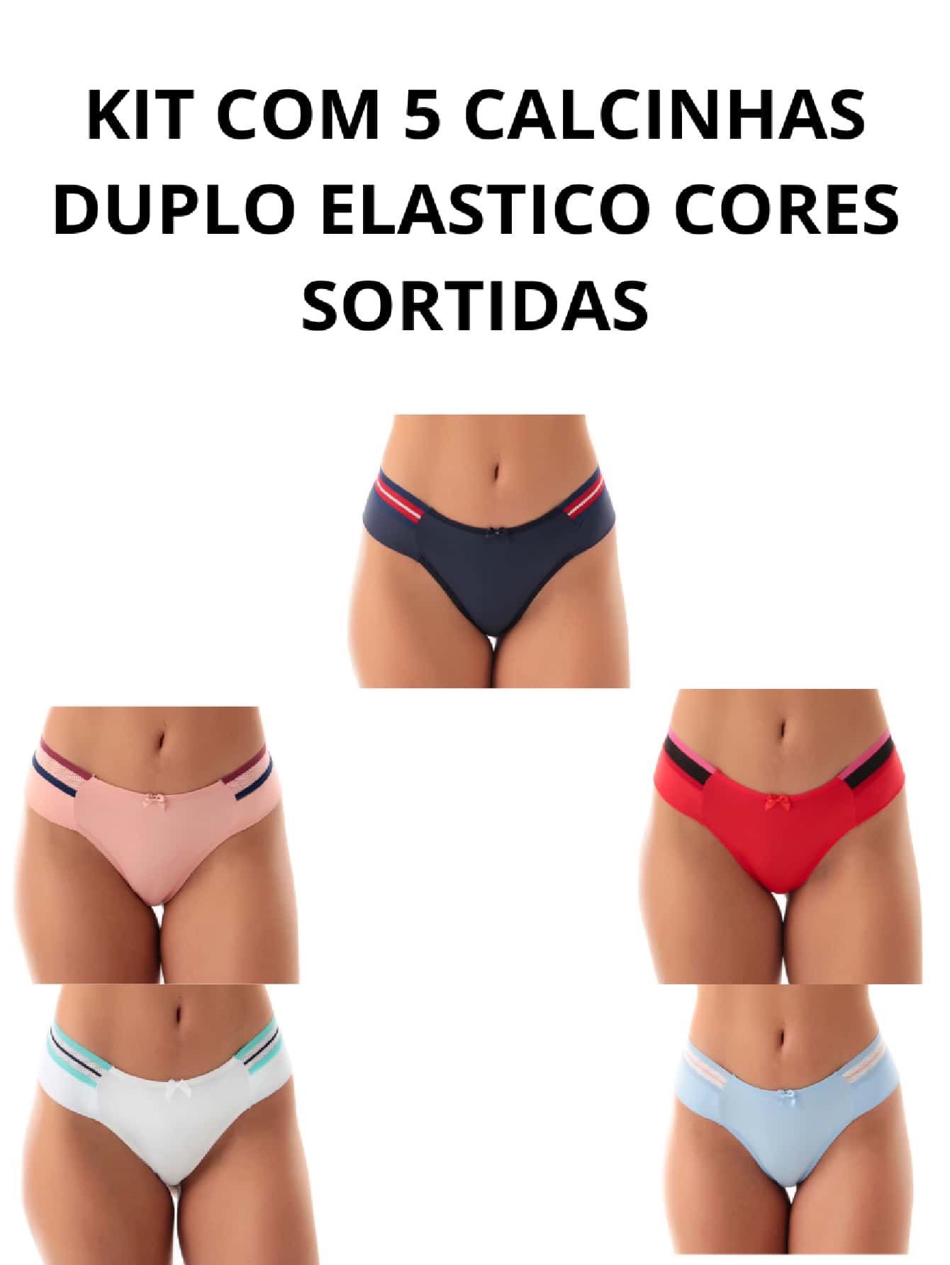 Kit With 5 ASSORTED SORES Double Elastic Panties - Nhiều màu - Xem 1