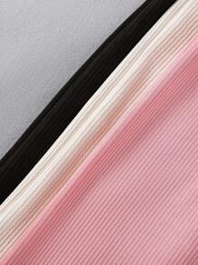 Girls Ribbed Loose Fit Leggings, Wide Leg Pants, Spring/Autumn - Multicolor - View 4