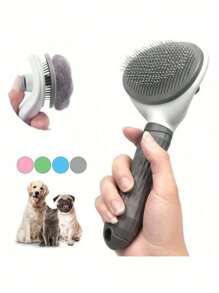 1 Stück Selbstreinigende Slicker Bürste - Mühelos Fellpflege & Fellwechsel Kontrolle für Hunde, Katzen & Kaninchen - Belebende Massagebürste, ideal für Tiere mit langem oder kurzem Fell