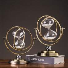 Vintage Hourglass 30 Minute Sand Clock Timer:720° Rotating Antique Design, Large Metal 30 Minute Glass Sandglass For Office Desk Home Wedding Gift Decorative - 復古沙漏 30 分鐘 - 查看 4
