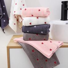 2pcs/Set Mixed Color Towel, Heart Pattern Thickened Absorbent Soft Skin-Friendly Face Towel Washcloth Bathroom Supplies, Multi-Color Combination Available For Home Use Home Bathroom Decor Fall Decor Back To School Dish Cloths Kitchen Towel