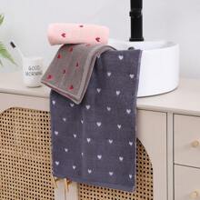 2pcs/Set Mixed Color Towel, Heart Pattern Thickened Absorbent Soft Skin-Friendly Face Towel Washcloth Bathroom Supplies, Multi-Color Combination Available For Home Use Home Bathroom Decor Fall Decor Back To School Dish Cloths Kitchen Towel