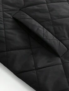 大码女式黑色休闲宽松夹棉外套，适合秋冬季