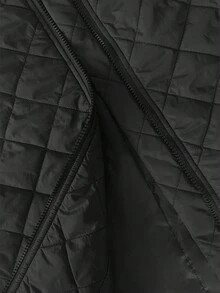 大码女式黑色休闲宽松夹棉外套，适合秋冬季