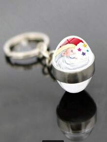 Christmas Crystal Ball Pendant Key Chain, Creative Metal Keyring Ornament, Small Gift - Multicolor - View 7