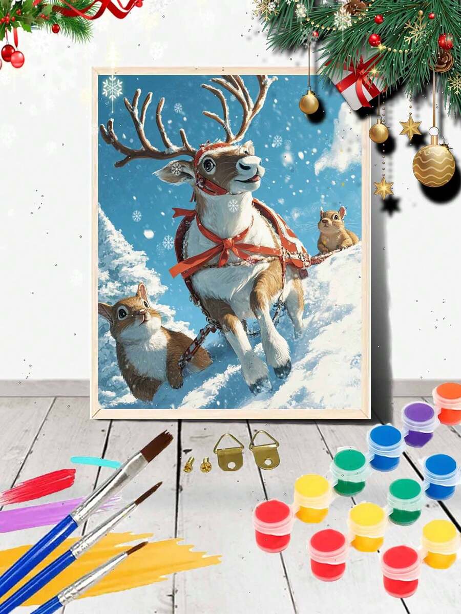 Christmas Reindeer 2024, Easy To Start DIY Digital Oil Painting