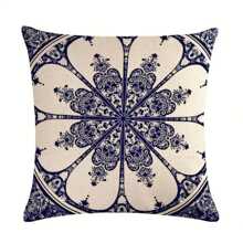 1pc Blue & White Porcelain Floral 3D Print Pillowcase, Available In 3 Sizes For Sofa, Tatami Decor (Pillow Insert Not Included)