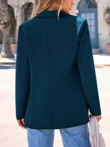 Women's Fall Business Casual Blazers Long Sleeve Notch Lapel Work Office Blazer Jackets Outerwear - 寶藍色 - 查看 3