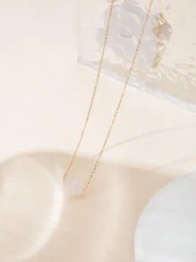 一條18K鍍金不鏽鋼鏈子項鍊，附有天然石頭和花朵造型吊墜，適合女性，鎖骨頸鍊，是給母親的完美禮物，有復古風格 - 花朵 - 查看 9