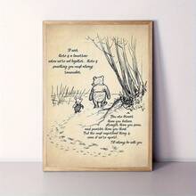 1 件小熊维尼励志名言印刷品 - 艺术装饰风格字母主题海报，适用于家庭、卧室、客厅 - 无框肖像墙艺术挂饰 - 室内和室外海报 - 彩色 - 查看 4