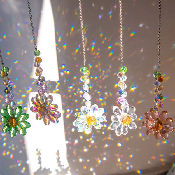 1 Stück Kristall Sonnenblume Suncatcher Hängedekoration, Regenbogen-Maker Suncatcher Innen- und Außenbereich Fenster Terrasse Garten Dekoration Geschenke