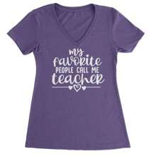 My Favorite People Call Me Teacher Ladies V-Neck T-Shirt - Surf - View 4
