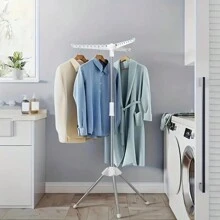 1PC Floor-Standing Laundry Rack, Clothes Drying Rack, Stainless Steel Triangle Clothes Drying Rack, Good Load-Bearing, Stable And No Shaking, Windproof, No Tools Needed, Easy Installation, Easy Storage For Bags, Clothes, Hats