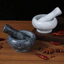 1 Set Of 3.5-Inch Marble Mortar And Pestle Set, Suitable For Grinding Pills, Spices, Garlic, Small Grinder Bowl, Kitchen Supplies (White, Black)