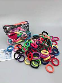 20/200 件彩色 4 厘米纯色高弹力发带、发圈配件 - 彩色 - 查看 1